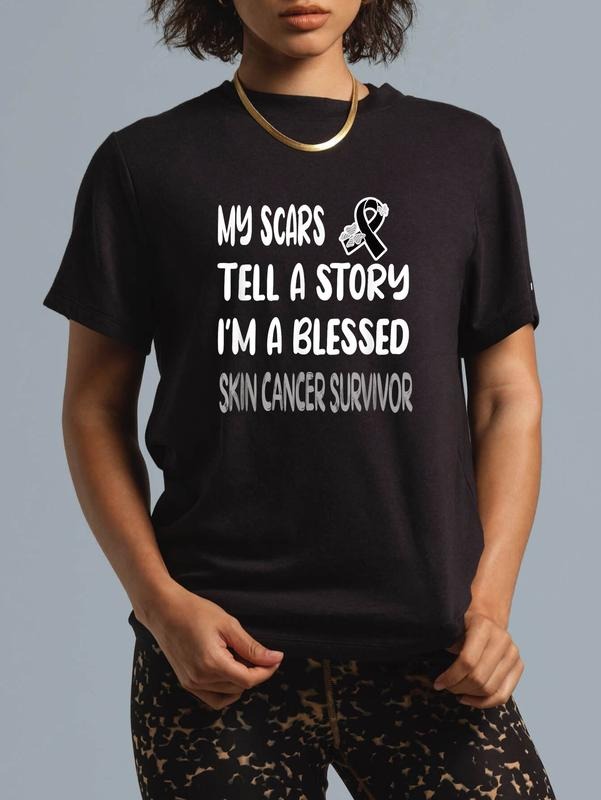 cotton My Scars Tell A Story Skin Cancer Survivor Melanoma Warrior T-Shirt casual Fashion graphic tees women Hoodie,...