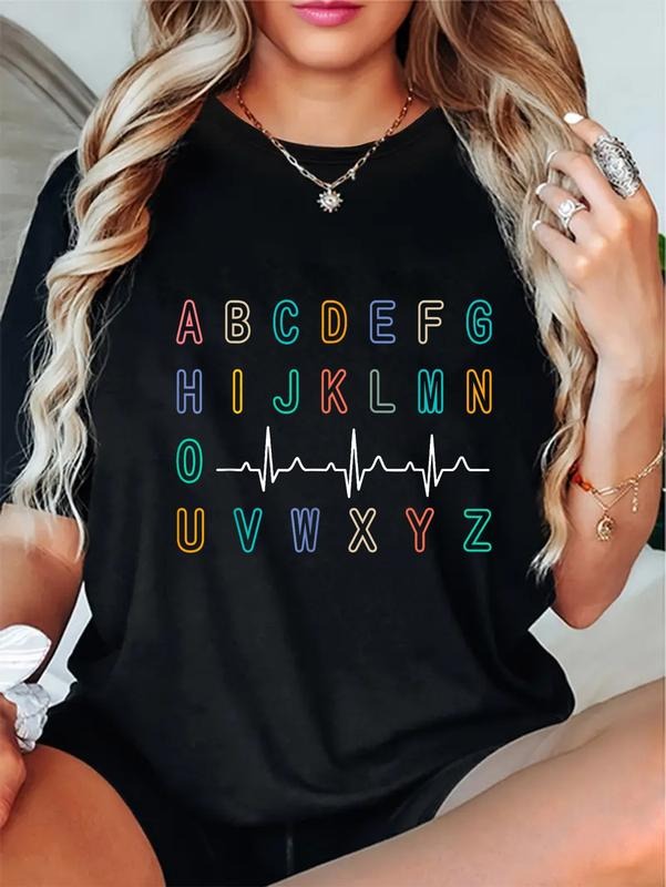 cotton Nurse PQRST Test ABC's Ekg Strip Alphabet Funny Nurses Jokes T-Shirt casual Fashion graphic tees women Hoodie,...