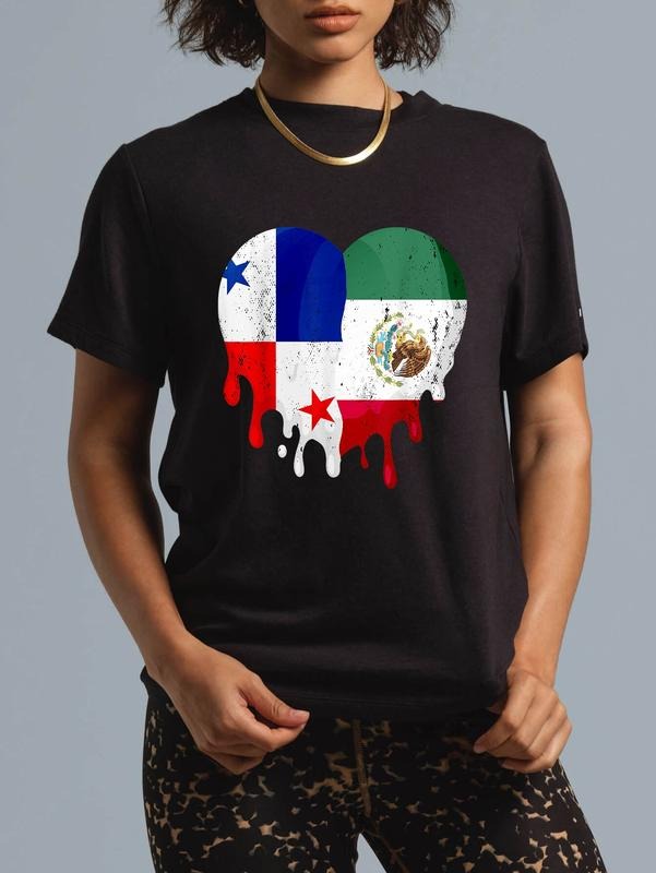 cotton Panama Mexico Flag Heart Citizen Grown Patriot Country T-Shirt casual Fashion graphic tees women Hoodie, Sweatshirt