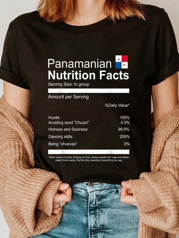 cotton Panamanian Nutrition Facts Funny Panamanian T-Shirt casual Fashion graphic tees women Hoodie, Sweatshirt