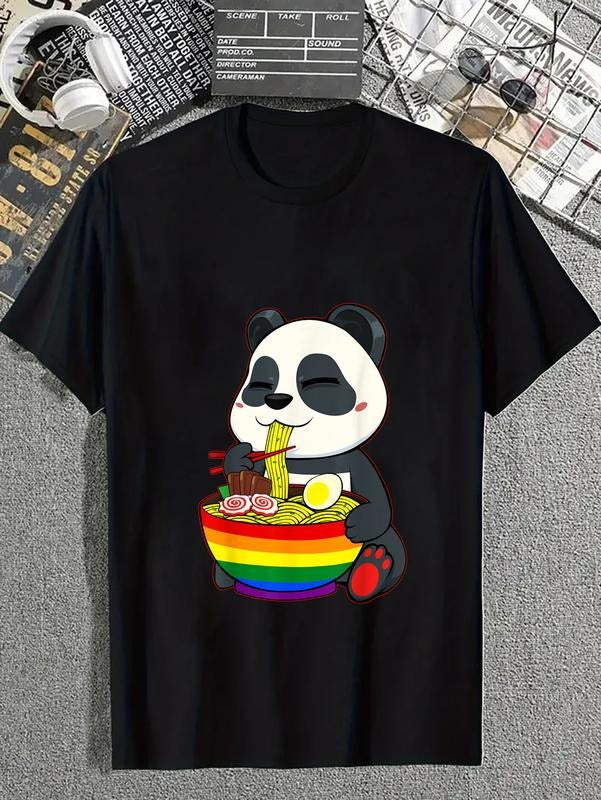 cotton Panda Eating Ramen LGBT-Q Cute Rainbow Flag Gay Pride Ally T-Shirt casual Fashion graphic tees for women Hoodie,...