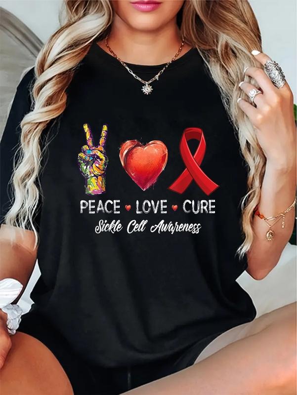 cotton Peace Love cure Sickle Cell Awareness men women Kids T-Shirt casual Fashion graphic tees women Hoodie, Sweatshirt