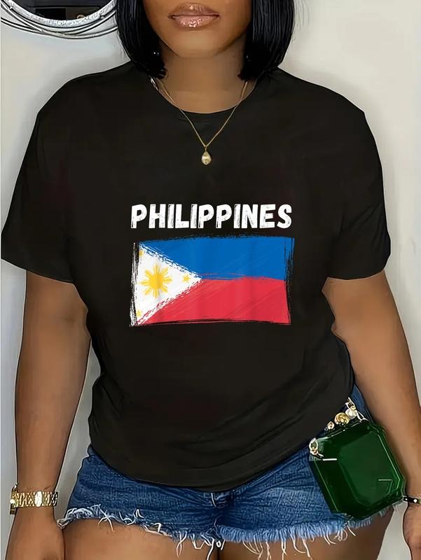 cotton Philippines Flag Holiday Vintage Grunge Filipino Flag T-Shirt casual Fashion graphic tees for women Hoodie, Sweatshirt