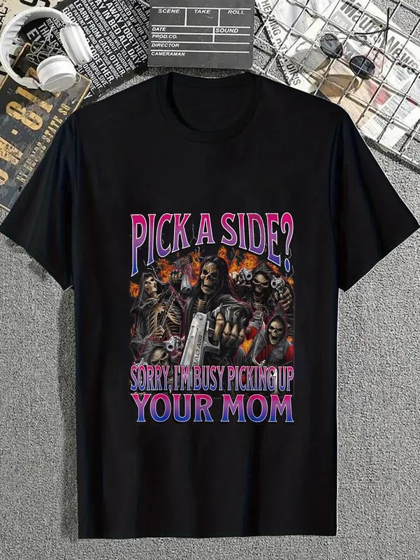 cotton Pick A Side? Funny Bisexual Hard Skeleton Meme Bootleg T-Shirt casual Fashion graphic tees for women Hoodie,...