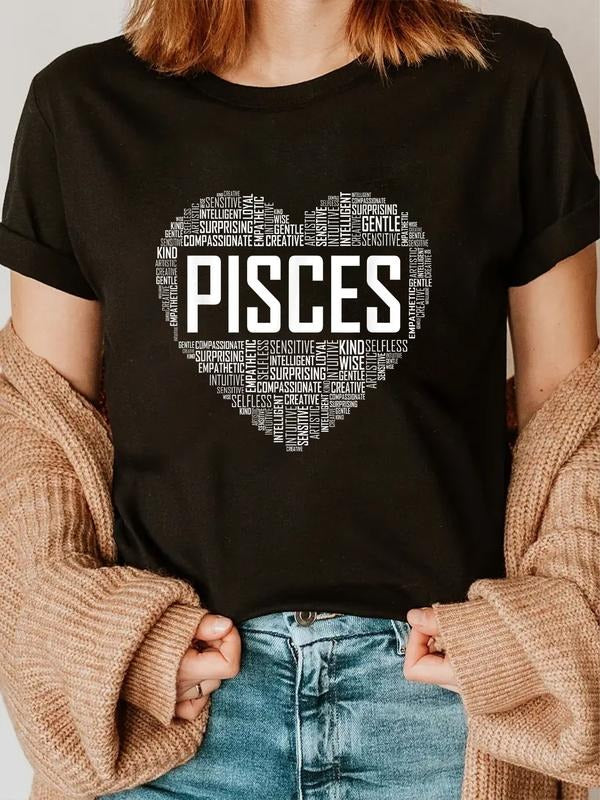 cotton Pisces Zodiac Traits Horoscope Astrology Sign Gift Heart T-Shirt casual Fashion graphic tees for women Hoodie,...