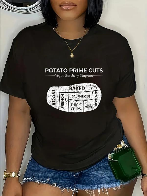 cotton Potato Prime Cuts T-Shirt Funny Vegan Gift T-Shirt casual Fashion graphic tees women Hoodie, Sweatshirt