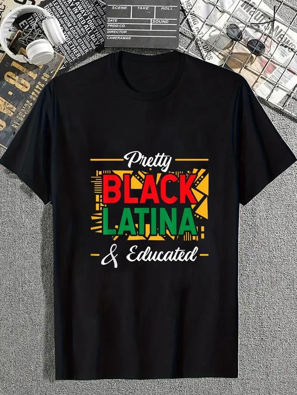 cotton Pretty Black Latina & Educated Afro-Latina Afro Pride T-Shirt casual Fashion graphic tees for women Hoodie, Sweatshirt