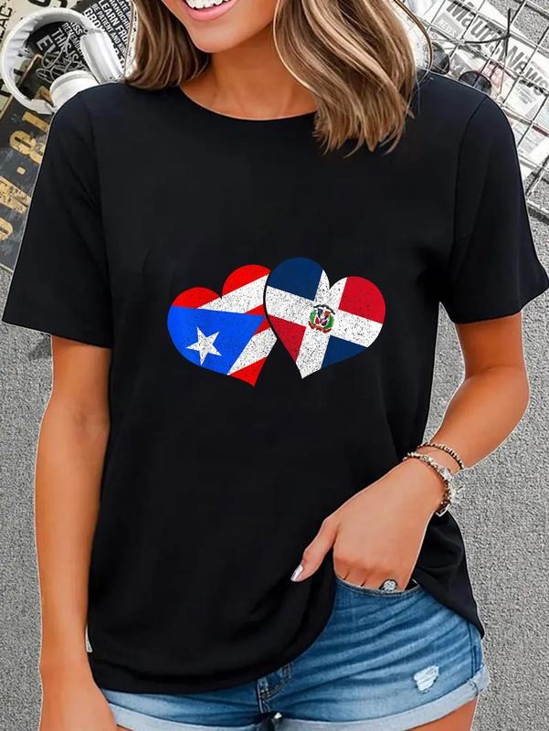 cotton Puerto Rico & Dominican Republic Pride Puerto Rican Flag T-Shirt casual Fashion graphic tees women Hoodie, Sweatshirt
