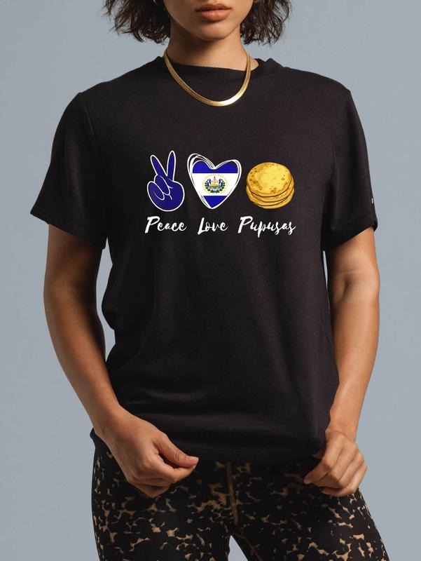 cotton Pupusas Lover Love Peace El Salvadaor El Salvadorian Food T-Shirt casual Fashion graphic tees women Hoodie, Sweatshirt