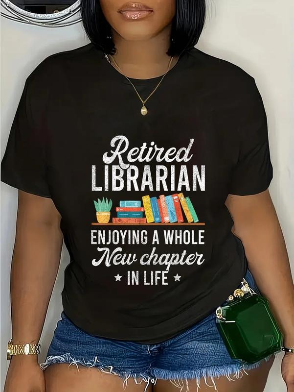 cotton Retired Librarian Shirts For Men, Library Worker Retirement T-Shirt casual Fashion graphic tees for women Hoodie,...
