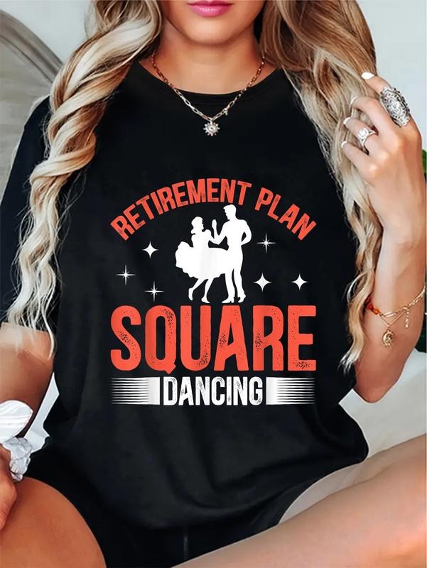 cotton Retirement Plan Square Dancing, Square Dance T-Shirt casual Fashion graphic tees women Hoodie, Sweatshirt