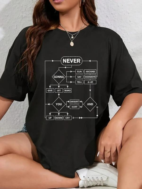 cotton Retro Rick Roll Music Lover Funny Flowchart Internet Meme T-Shirt casual Fashion graphic tees for women Hoodie,...