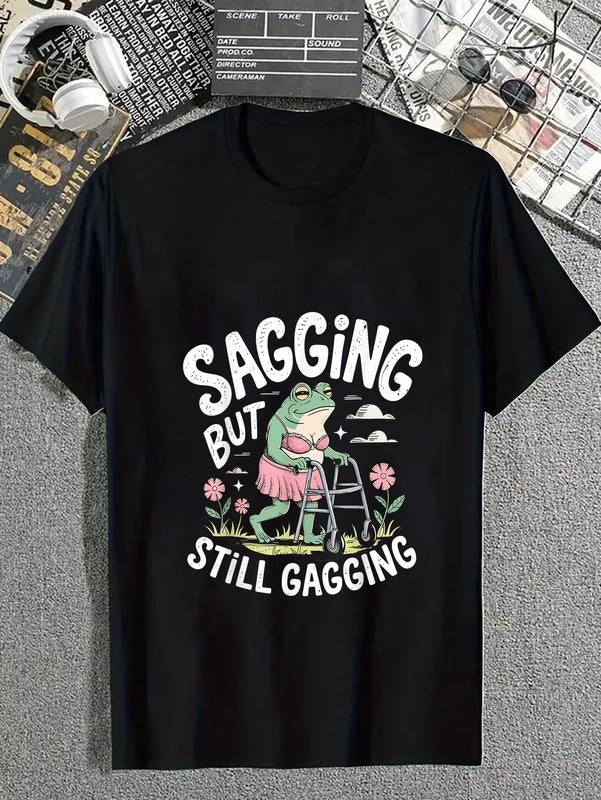 cotton Sagging But Still Gagging Funny Frog Meme T-Shirt casual Fashion graphic tees for women Hoodie, Sweatshirt