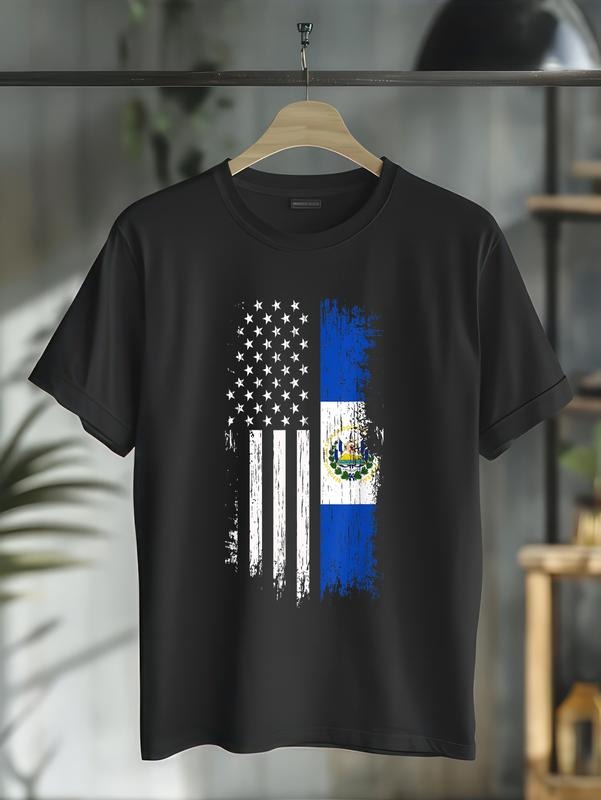 cotton Salvadoran America Flag T-Shirt - El Salvador USA Shirt T-Shirt casual Fashion graphic tees women Hoodie, Sweatshirt