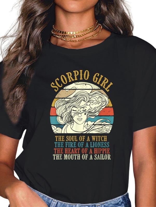 cotton Scorpio Girl - Astrology Symbol Birthday Zodiac Sign T-Shirt casual Fashion graphic tees for women Hoodie, Sweatshirt