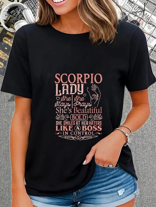 cotton Scorpio Lady Shirt Astrology Zodiac Sign Scorpio Woman Girl T-Shirt casual Fashion graphic tees for women Hoodie,...