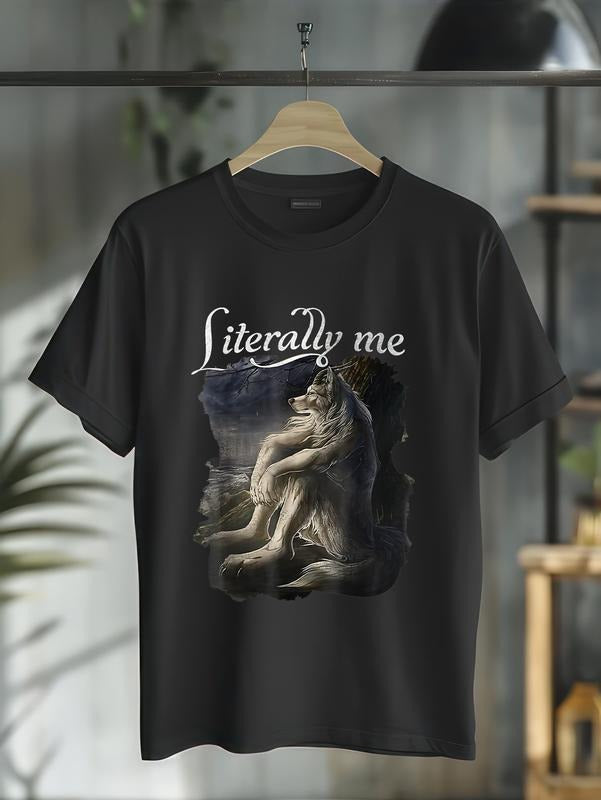 cotton Sitting Wolf Literally Me Wolf Funny Dank Meme T-Shirt casual Fashion graphic tees for women Hoodie, Sweatshirt