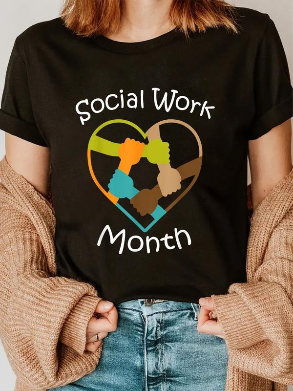 cotton Social Worker T-Shirt casual Fashion graphic tees for women Hoodie, Sweatshirt | HypeCrazeTee.com