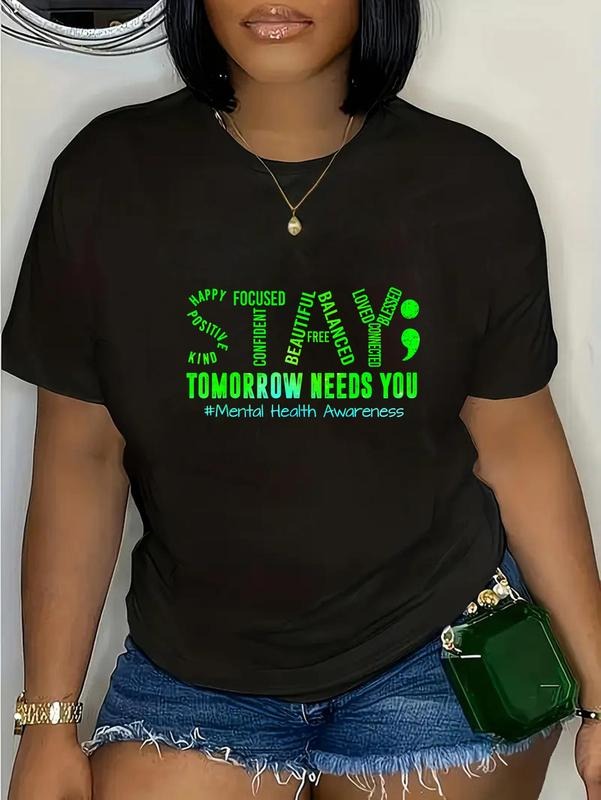 cotton Stay Tomorrow Needs You Mental Health Matters Awareness T-Shirt casual Fashion graphic tees women Hoodie, Sweatshirt
