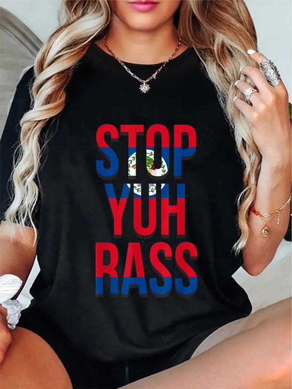 cotton Stop Yuh Rass Creole Kriol Belize Pride Afro Pride Belizean T-Shirt casual Fashion graphic tees for women Hoodie,...