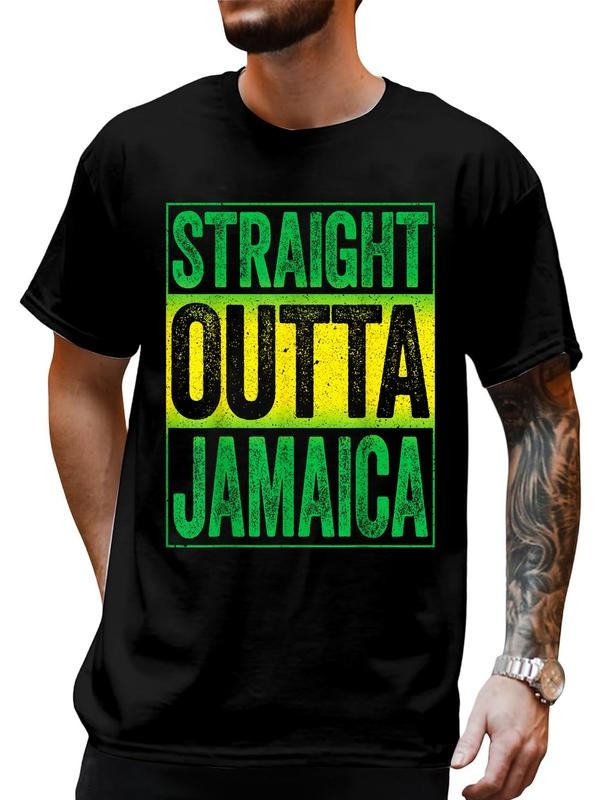 cotton Straight Outta Jamaica T-Shirt Caribbean Party Shirt T-Shirt casual Fashion graphic tees women Hoodie, Sweatshirt