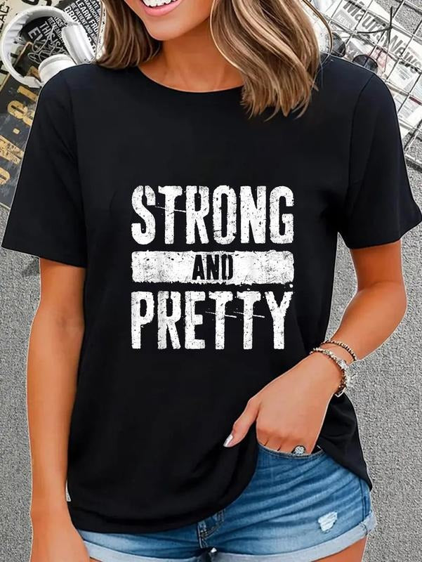cotton Strong And Pretty T-Shirt Strongman Gym Workout Shirt T-Shirt casual Fashion graphic tees Hoodie, Sweatshirt