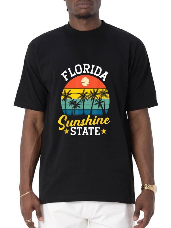 cotton Summer Beach Lover Florida Sunshine State T-Shirt casual Fashion graphic tees women Hoodie, Sweatshirt