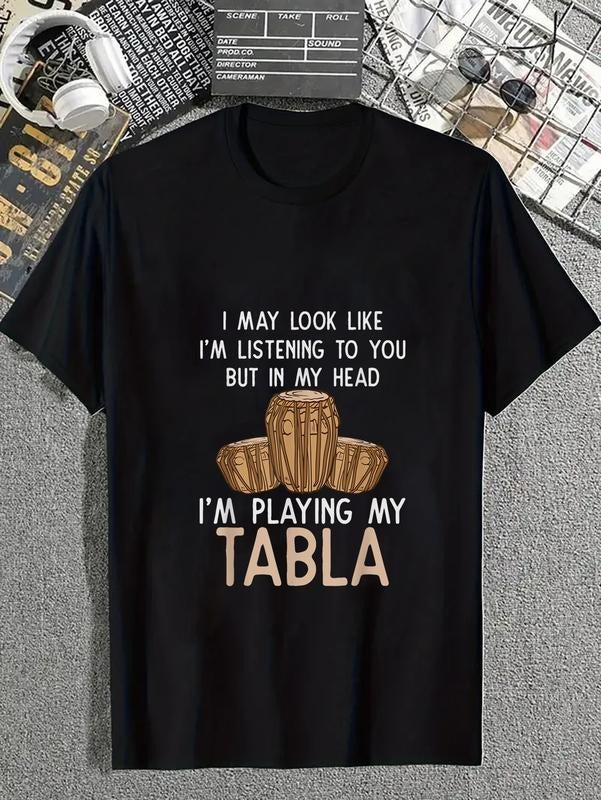 cotton Tabla T Shirt - In My Head I'm Playing My Tabla T-Shirt casual Fashion graphic tees for women Hoodie, Sweatshirt
