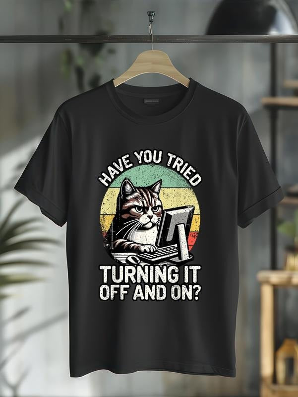 cotton Tech Support Humor I Cat Tech Engineer I Computer IT Guy T-Shirt casual Fashion graphic tees for women Hoodie,...