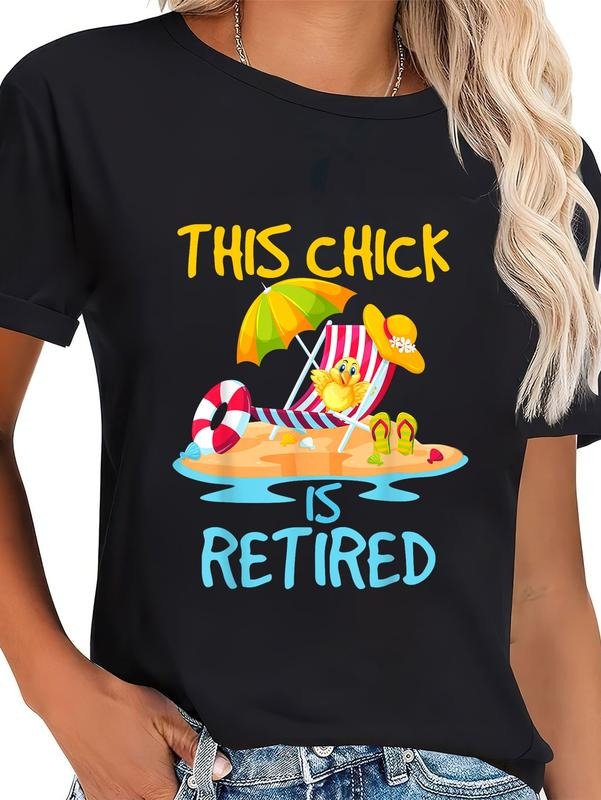 cotton This Chick is retired Women Retirement T-Shirt casual Fashion graphic tees for women Hoodie, Sweatshirt