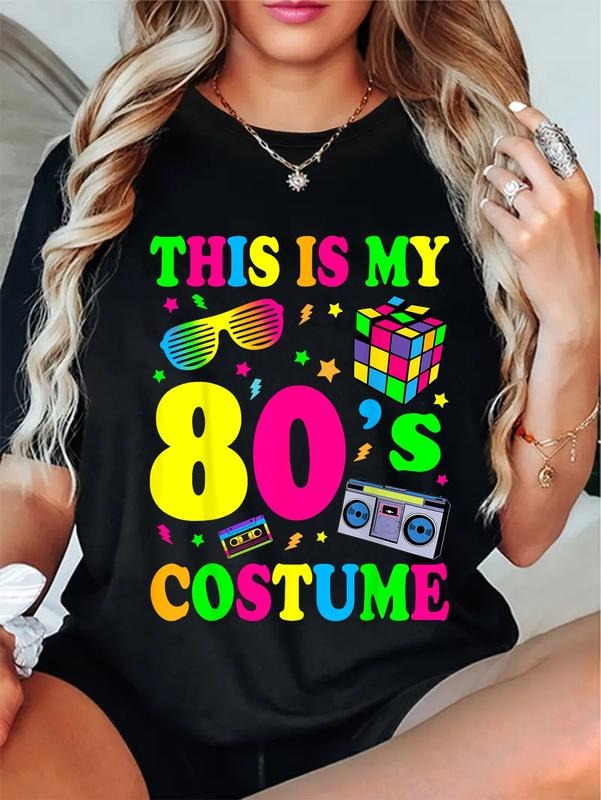 cotton This Is My 80s Costume T-Shirt 80's 90's Party T-Shirt casual Fashion graphic tees for women Hoodie, Sweatshirt