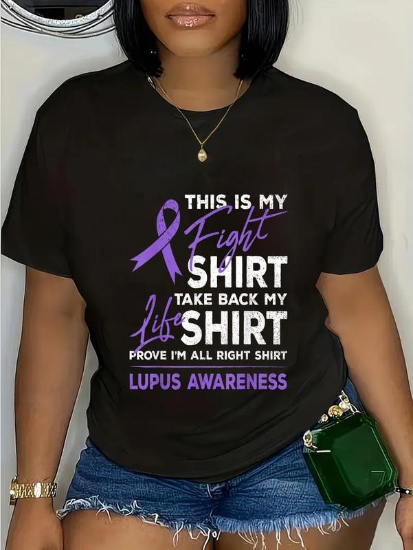 cotton This Is My Fight Shirt Lupus Awareness Support Purple Ribbon T-Shirt casual Fashion graphic tees women Hoodie,...