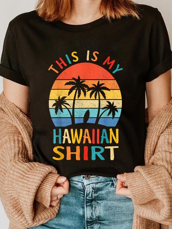 cotton This Is My Hawaiian Shirt Tropical Luau Costume Party Hawaii T-Shirt casual Fashion graphic tees women style 02...