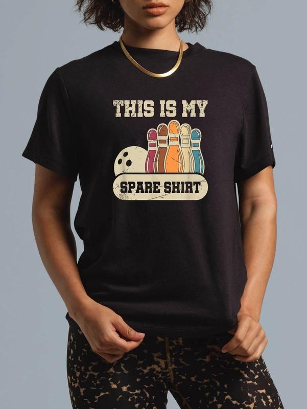 cotton This Is My Spare Shirt Bowling Alley Gutter Pins Bowling T-Shirt casual Fashion graphic tees women Hoodie, Sweatshirt