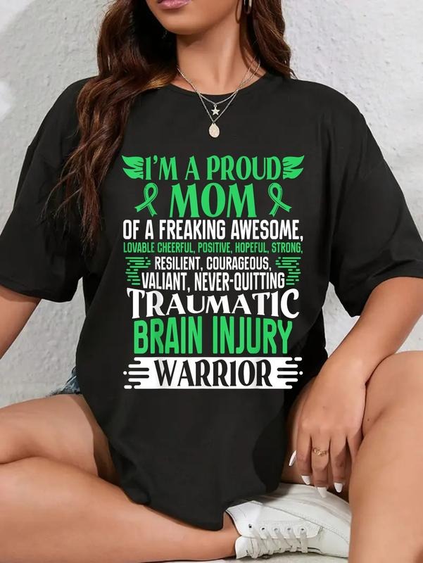 cotton Traumatic Brain Injury Awareness Ribbon Mom TBI Gift T-Shirt casual Fashion graphic tees women Hoodie, Sweatshirt
