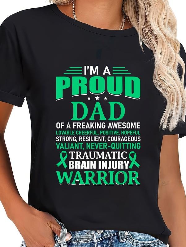 cotton Traumatic Brain Injury Awareness TBI Warrior Dad Green T-Shirt casual Fashion graphic tees Hoodie, Sweatshirt