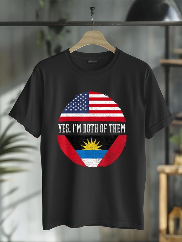 cotton USA Flag Antigua and Barbuda T-Shirt casual Fashion graphic tees women Hoodie, Sweatshirt | HypeCrazeTee.com