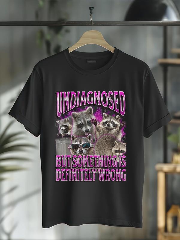 cotton Unisex-Adults Retro Funny Raccoon Meme T-Shirt, Black, Small, Short Sleeve casual Fashion graphic tees for women...