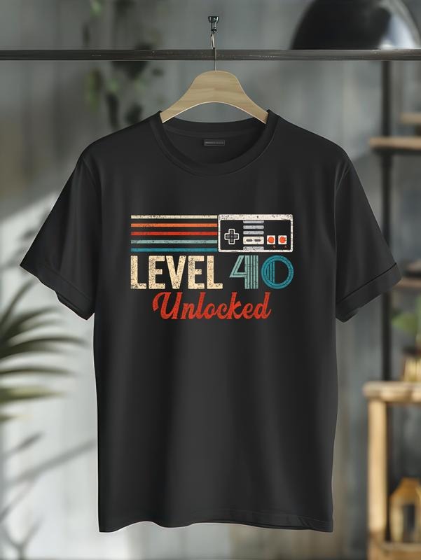cotton Unlocked Level 40 Birthday Boy Video Game Controller T-Shirt casual Fashion graphic tees Hoodie, Sweatshirt