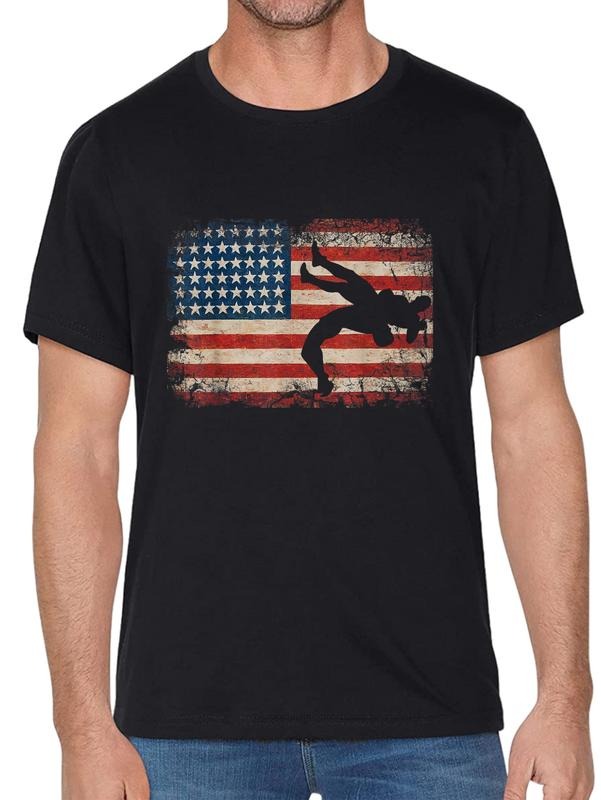 cotton Usa Flag Wrestling American Flag Wrestling Wrestle Gift T-Shirt casual Fashion graphic tees women Hoodie, Sweatshirt