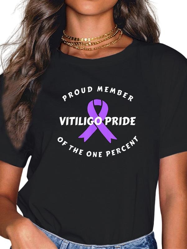 cotton Vitiligo Awareness Saying Proud Purple Ribbon Quote Pride T-Shirt casual Fashion graphic tees women Hoodie, Sweatshirt