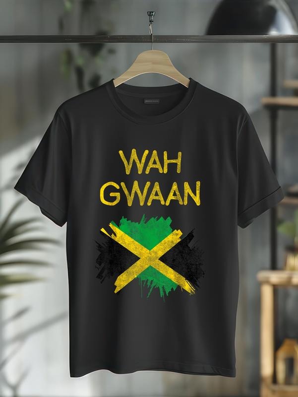 cotton Wah Gwaan Jamaica Flag Jamaican Pride Reggae Vacation TShirt T-Shirt casual Fashion graphic tees for women Hoodie,...