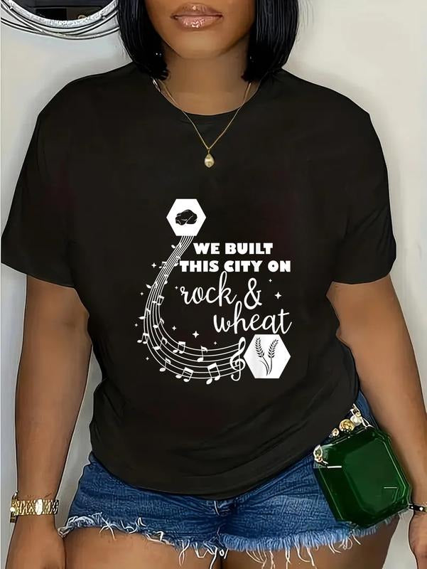 cotton We Built This City on Rock and Wheat Cantan T-Shirt casual Fashion graphic tees women Hoodie, Sweatshirt