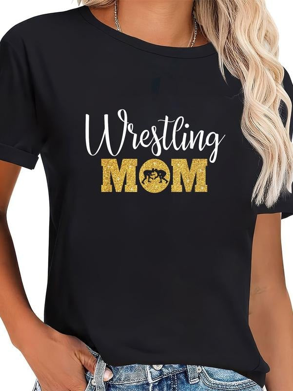 cotton Wrestling Mom Funny Wrestling Gift for Women Wrestler Mom T-Shirt casual Fashion graphic tees women Hoodie, Sweatshirt