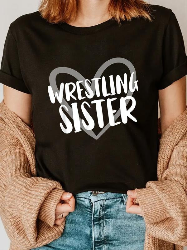cotton Wrestling Sister Heart T-Shirt casual Fashion graphic tees for women Hoodie, Sweatshirt | HypeCrazeTee.com