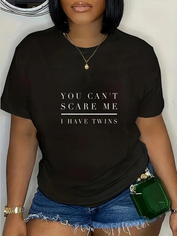 cotton You Can't Scare Me I Have Twins Shirt Mom Dad Twin Gift Boy T-Shirt casual Fashion graphic tees women Hoodie,...