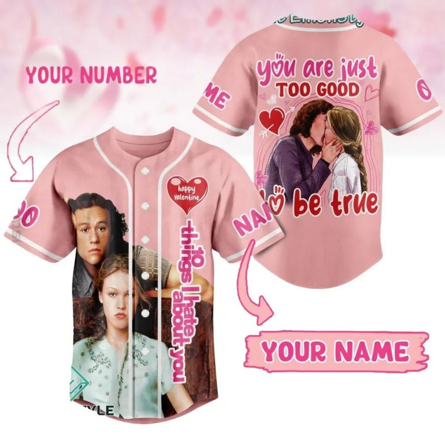 Custom Name And Number 10 Things I Hate About You Baseball Jersey For Couple Valentine