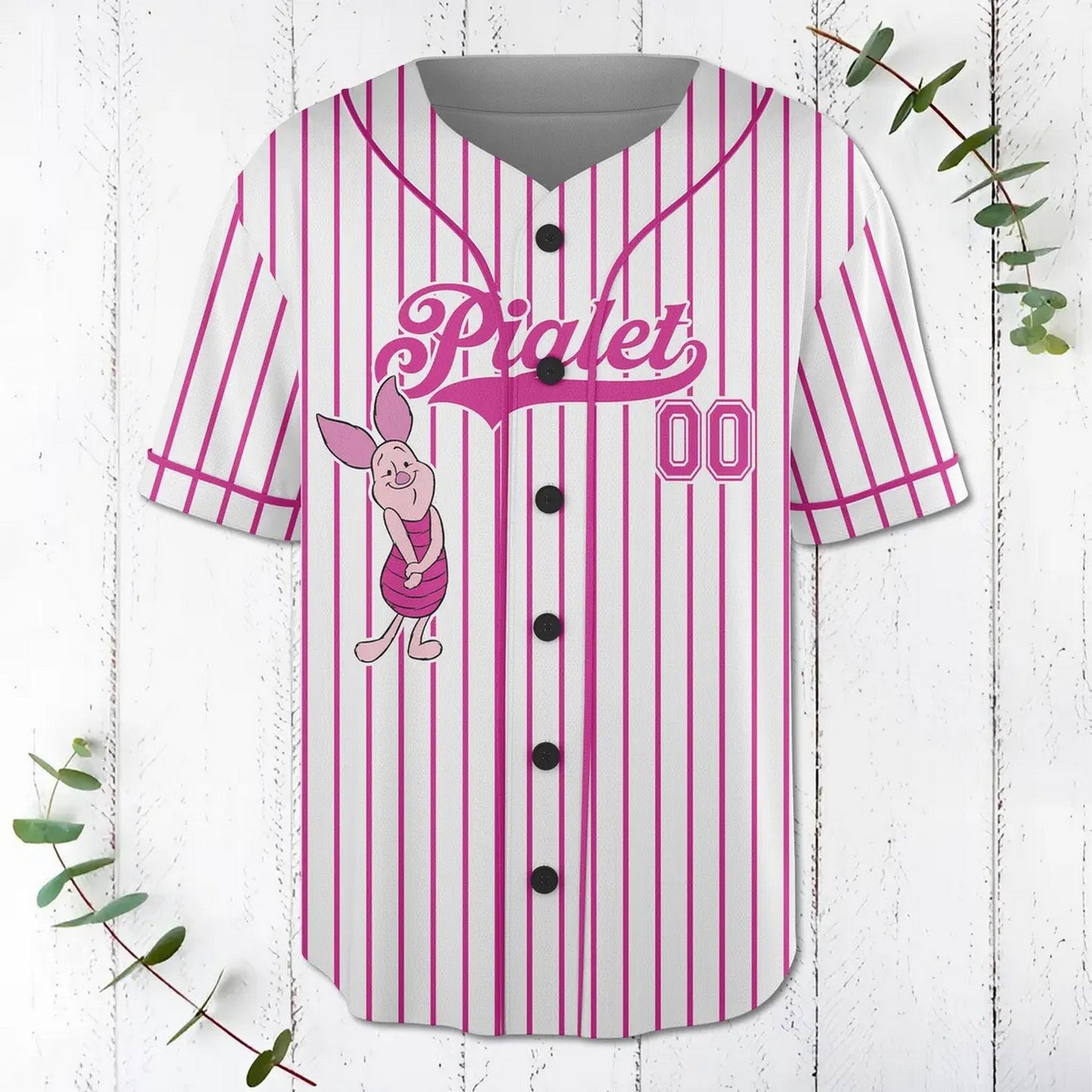 Custom Name And Number Coquette Bow Winnie The Pooh Piglet Baseball Jersey