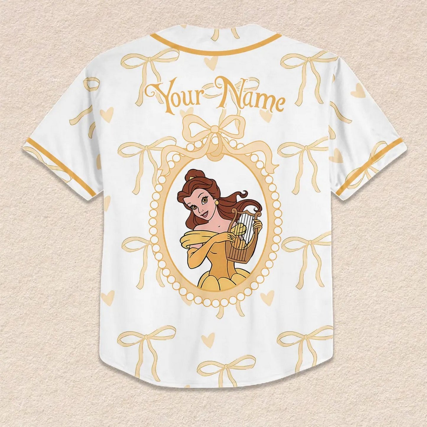 Custom Name And Number Coquette Disney Princess Belle Baseball Jersey