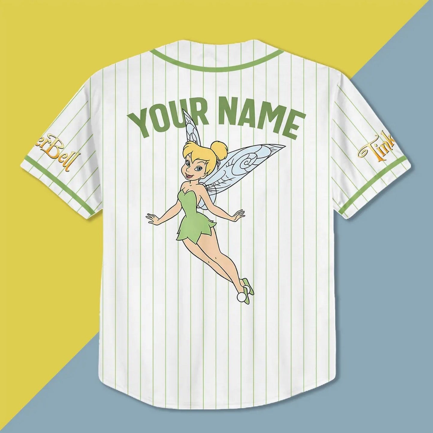 Custom Name And Number Happy Disney Tinkerbell Baseball Jersey